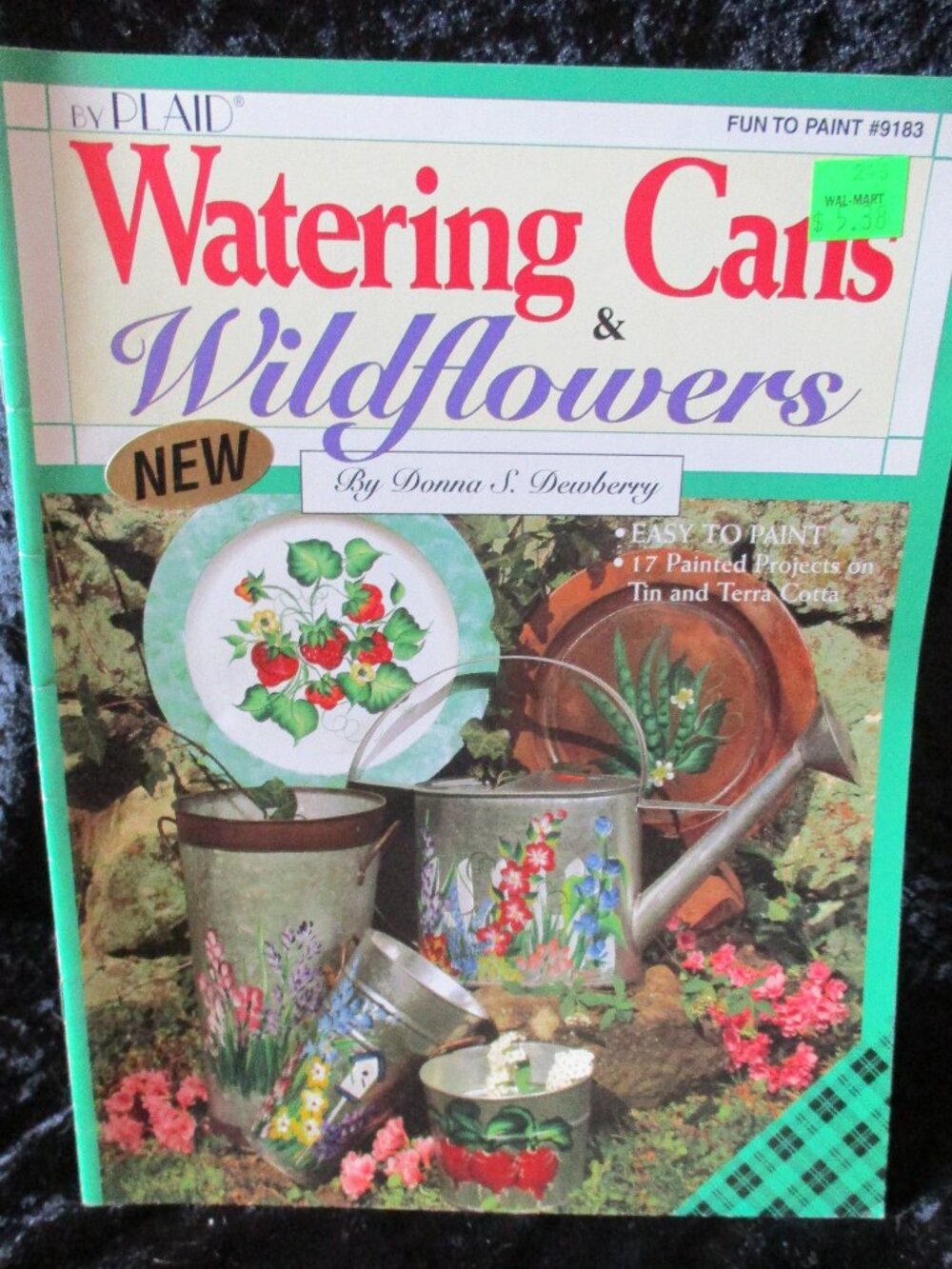 1995 Plaid Watering Cans & Wildflowers Fun To Paint Pattern Book #9183